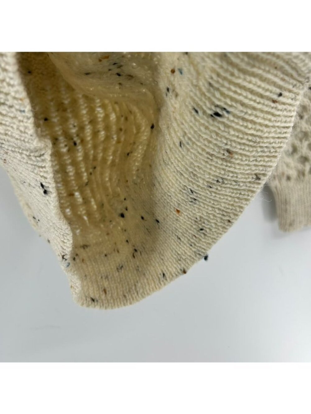 Aran Sweater Market Women's L Cream 100% Wool Crew Fisherman Chunky Cable Knit - Picture 12 of 14